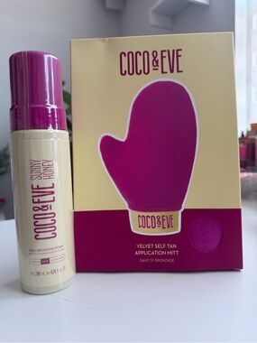 Coco & Eve Sunny Honey Bali Bronzing Foam Dark + Luxe Tanning Mitt Set NEW